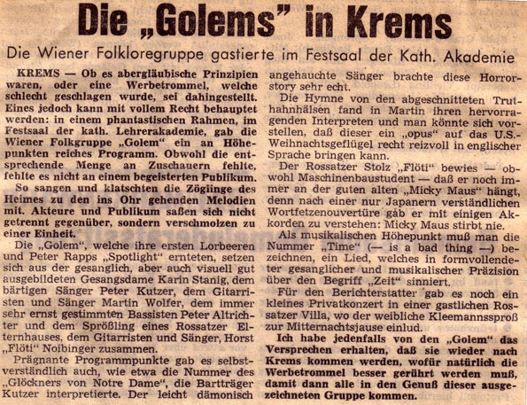 Golem - Gewinner der ORF Show-Chance 1971
